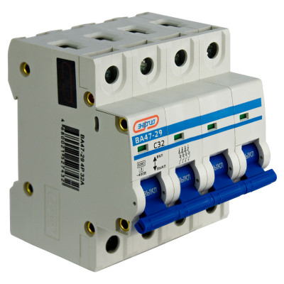 Автоматический выключатель Энергия ВА47-29, 4 модуль, C класс, 4P, 32А, 6кА, (Е0301-0118)