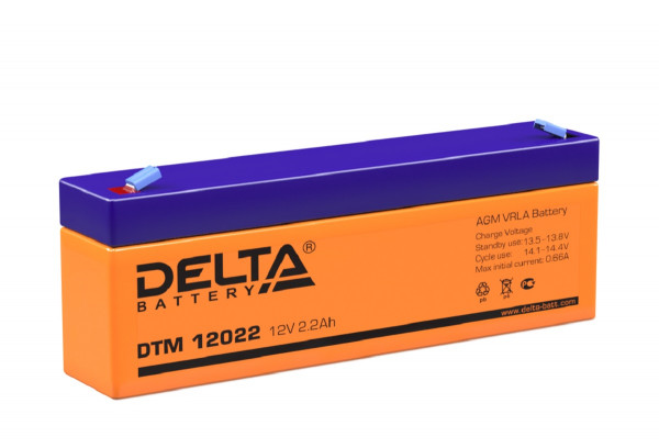 Аккумулятор для ИБП Delta Battery DTM, 67х35х178 мм (ВхШхГ),  Необслуживаемый свинцово-кислотный,  12V/2,2 Ач, цвет: оранжевый, (DTM 12022)