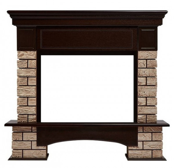 Широкий портал Firelight Forte Wood 30 камень коричневый, шпон темный дуб