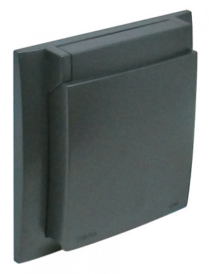Рамка Efapel Logus90, 1 пост, 45х45 мм (ВхШ), плоская, универсальная, цвет: тёмно-серый, IP44 (90961 TIS)