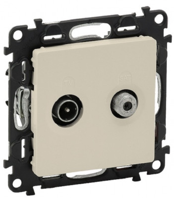 Розетка в сборе Legrand Valena Life, 2x TV/SAT, экр., внешняя, 51х58 мм (ВхШ), цвет: слоновая кость, (LEG.753558)