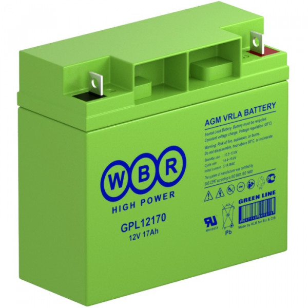 Аккумулятор для ИБП WBR GPL, 167х76х181 мм (ВхШхГ),  необслуживаемый свинцово-кислотный,  12V/17 Ач, (GPL12170 WBR)