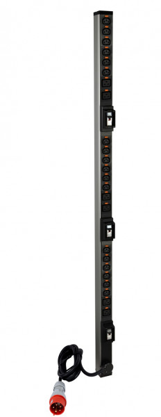 Блок силовых розеток Legrand, вертикальный, неуправляемый, IEC 60320 С13 х 18, IEC 60320 С19 х 6, вход IEC 60309 2К+Н+З, для шкафов, шнур 3 м, 32А, 3 фазы, чёрный